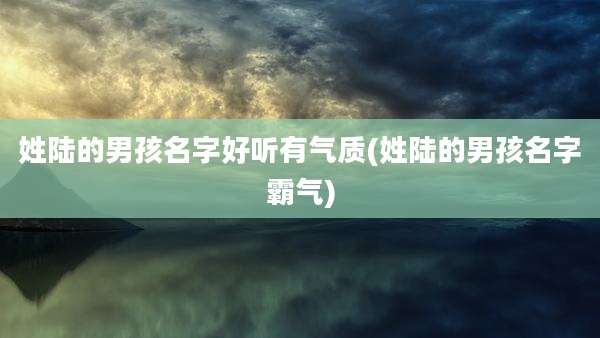 姓陆的男孩名字好听有气质(姓陆的男孩名字霸气)