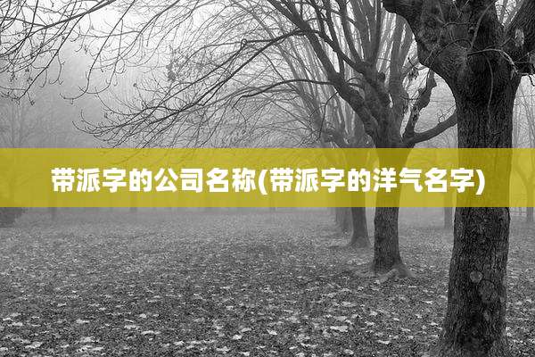 带派字的公司名称(带派字的洋气名字)