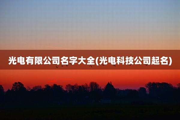 光电有限公司名字大全(光电科技公司起名)