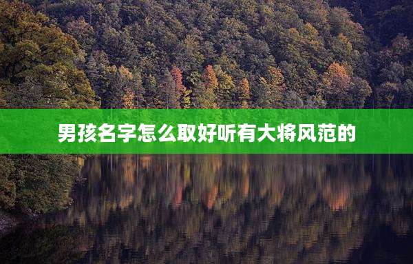 男孩名字怎么取好听有大将风范的
