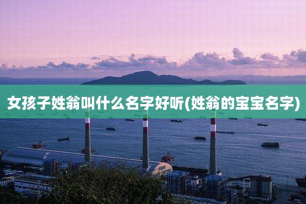 女孩子姓翁叫什么名字好听(姓翁的宝宝名字)