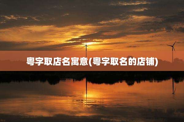 粤字取店名寓意(粤字取名的店铺)
