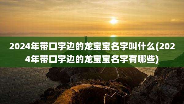 2024年带口字边的龙宝宝名字叫什么(2024年带口字边的龙宝宝名字有哪些)