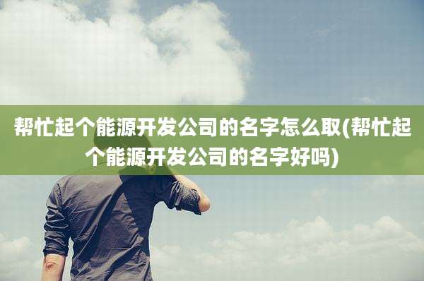 帮忙起个能源开发公司的名字怎么取(帮忙起个能源开发公司的名字好吗)