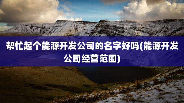 帮忙起个能源开发公司的名字好吗(能源开发公司经营范围)