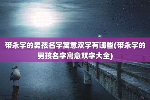 带永字的男孩名字寓意双字有哪些(带永字的男孩名字寓意双字大全)