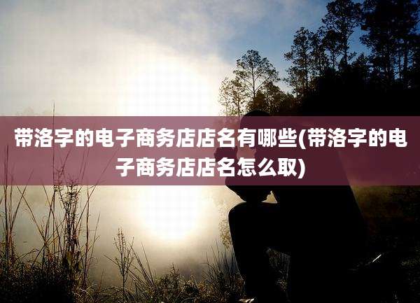 带洛字的电子商务店店名有哪些(带洛字的电子商务店店名怎么取)