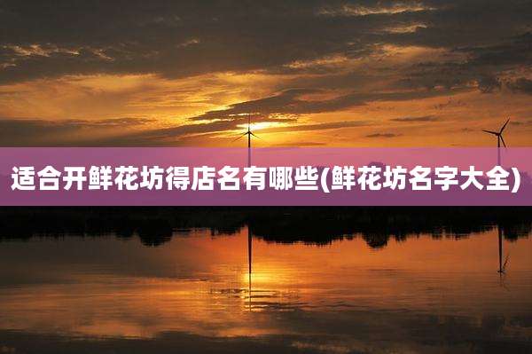适合开鲜花坊得店名有哪些(鲜花坊名字大全)