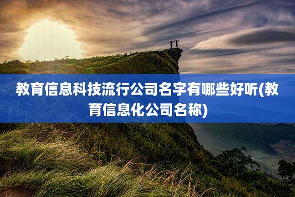 教育信息科技流行公司名字有哪些好听(教育信息化公司名称)