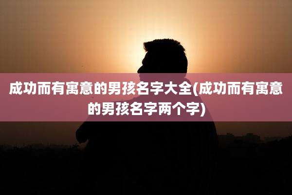 成功而有寓意的男孩名字大全(成功而有寓意的男孩名字两个字)