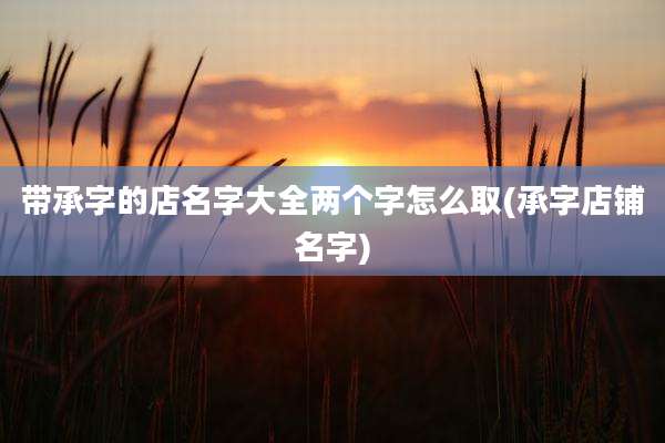 带承字的店名字大全两个字怎么取(承字店铺名字)