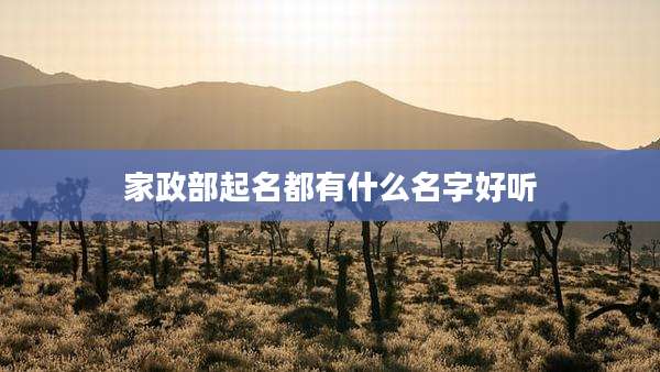 家政部起名都有什么名字好听