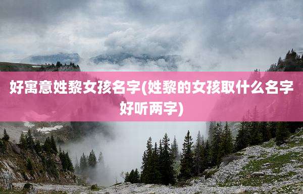 好寓意姓黎女孩名字(姓黎的女孩取什么名字好听两字)