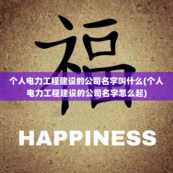 个人电力工程建设的公司名字叫什么(个人电力工程建设的公司名字怎么起)