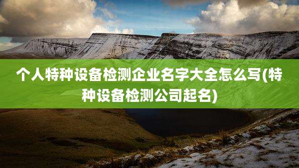 个人特种设备检测企业名字大全怎么写(特种设备检测公司起名)