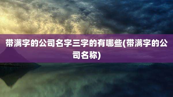 带满字的公司名字三字的有哪些(带满字的公司名称)