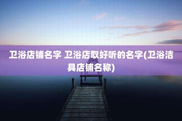 卫浴店铺名字 卫浴店取好听的名字(卫浴洁具店铺名称)
