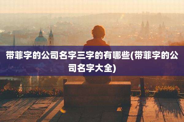 带菲字的公司名字三字的有哪些(带菲字的公司名字大全)