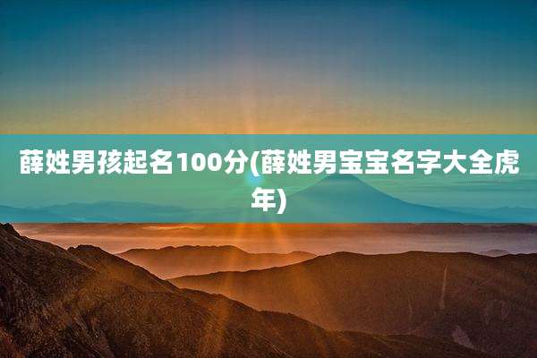 薛姓男孩起名100分(薛姓男宝宝名字大全虎年)