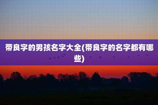 带良字的男孩名字大全(带良字的名字都有哪些)