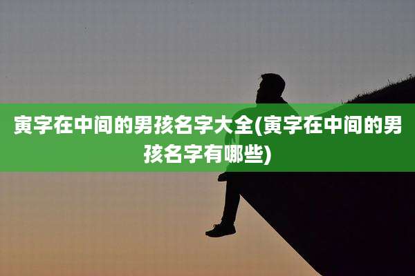 寅字在中间的男孩名字大全(寅字在中间的男孩名字有哪些)