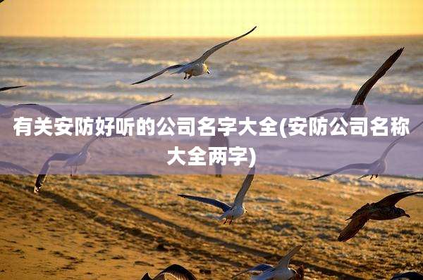 有关安防好听的公司名字大全(安防公司名称大全两字)