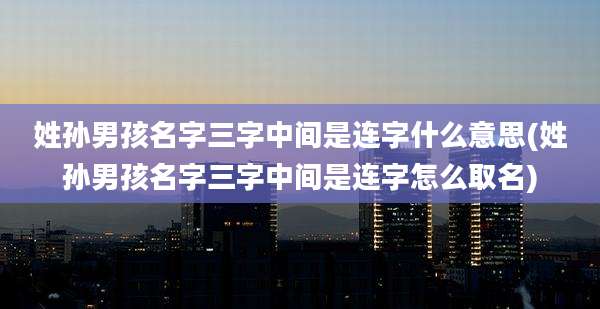 姓孙男孩名字三字中间是连字什么意思(姓孙男孩名字三字中间是连字怎么取名)