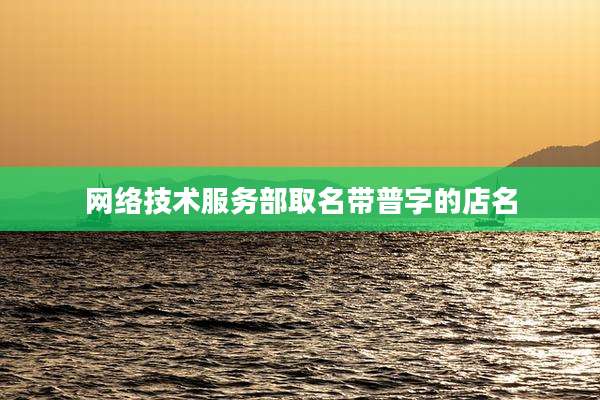 网络技术服务部取名带普字的店名