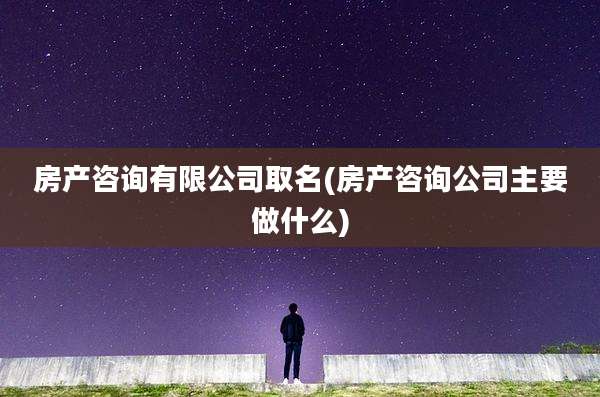 房产咨询有限公司取名(房产咨询公司主要做什么)