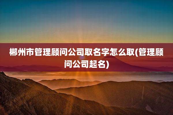 郴州市管理顾问公司取名字怎么取(管理顾问公司起名)