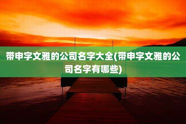 带申字文雅的公司名字大全(带申字文雅的公司名字有哪些)