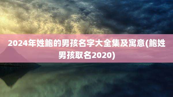 2024年姓鲍的男孩名字大全集及寓意(鲍姓男孩取名2020)
