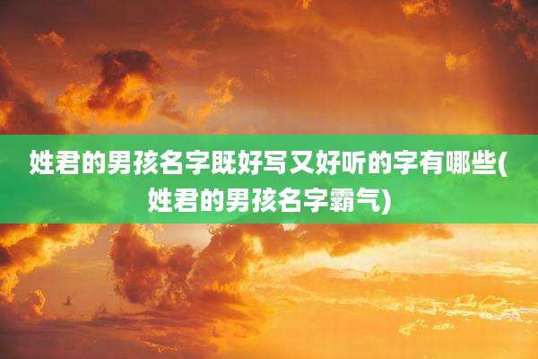 姓君的男孩名字既好写又好听的字有哪些(姓君的男孩名字霸气)