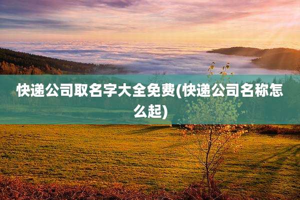 快递公司取名字大全免费(快递公司名称怎么起)