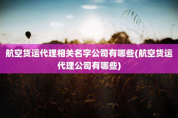航空货运代理相关名字公司有哪些(航空货运代理公司有哪些)