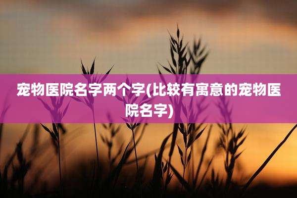 宠物医院名字两个字(比较有寓意的宠物医院名字)