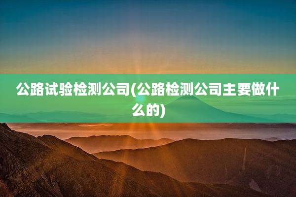 公路试验检测公司(公路检测公司主要做什么的)