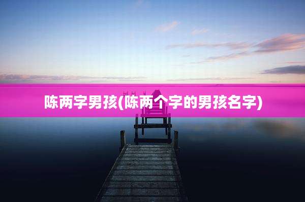 陈两字男孩(陈两个字的男孩名字)