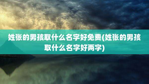 姓张的男孩取什么名字好免费(姓张的男孩取什么名字好两字)