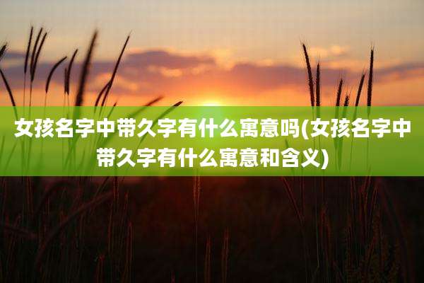 女孩名字中带久字有什么寓意吗(女孩名字中带久字有什么寓意和含义)