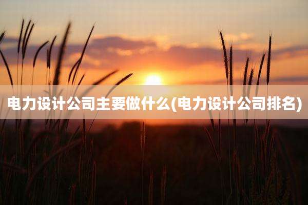 电力设计公司主要做什么(电力设计公司排名)