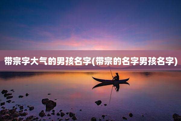 带宗字大气的男孩名字(带宗的名字男孩名字)