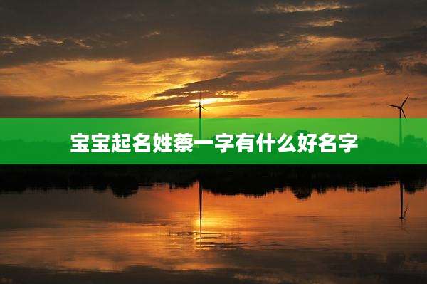 宝宝起名姓蔡一字有什么好名字