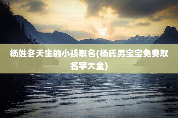 杨姓冬天生的小孩取名(杨氏男宝宝免费取名字大全)
