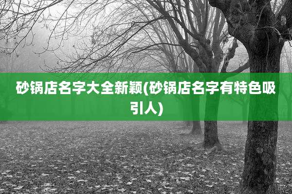 砂锅店名字大全新颖(砂锅店名字有特色吸引人)