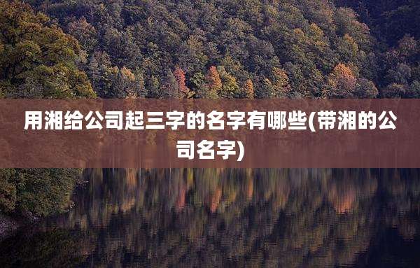 用湘给公司起三字的名字有哪些(带湘的公司名字)