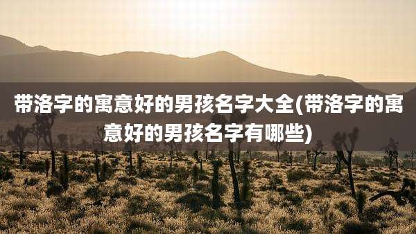带洛字的寓意好的男孩名字大全(带洛字的寓意好的男孩名字有哪些)