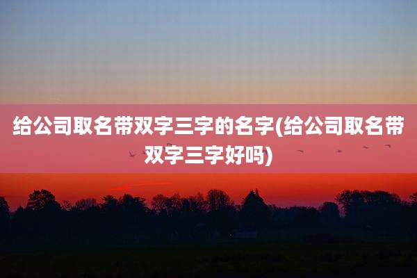 给公司取名带双字三字的名字(给公司取名带双字三字好吗)
