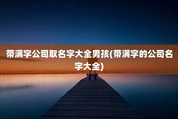 带满字公司取名字大全男孩(带满字的公司名字大全)