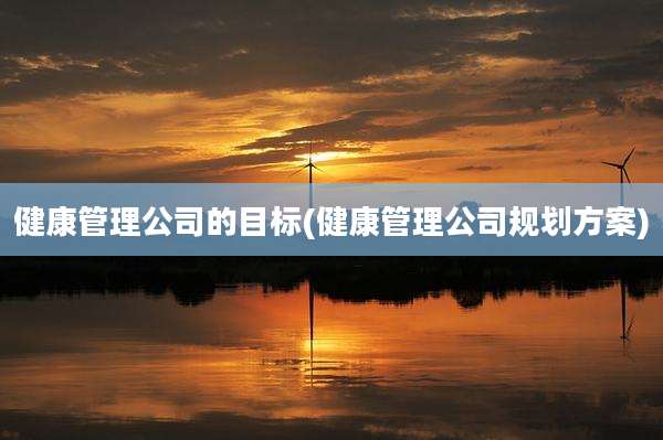 健康管理公司的目标(健康管理公司规划方案)